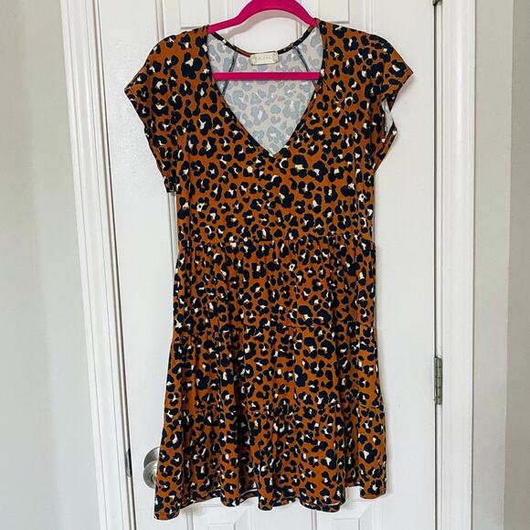 ALTAR’D STATE • Leopard Cheetah Animal Print Ruffle Tiered Dress - Picture 1 of 6
